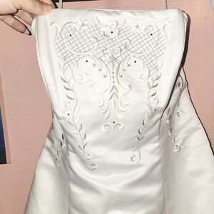 White Wedding Gown Dress Silver Threading